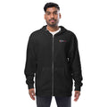 Unisex fleece zip-up hoodie printed on the front and back