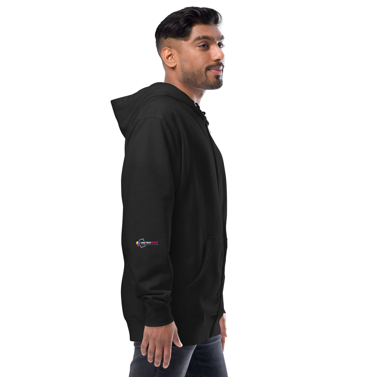 Fleece zip hoodie with full-coverage printing, view 13