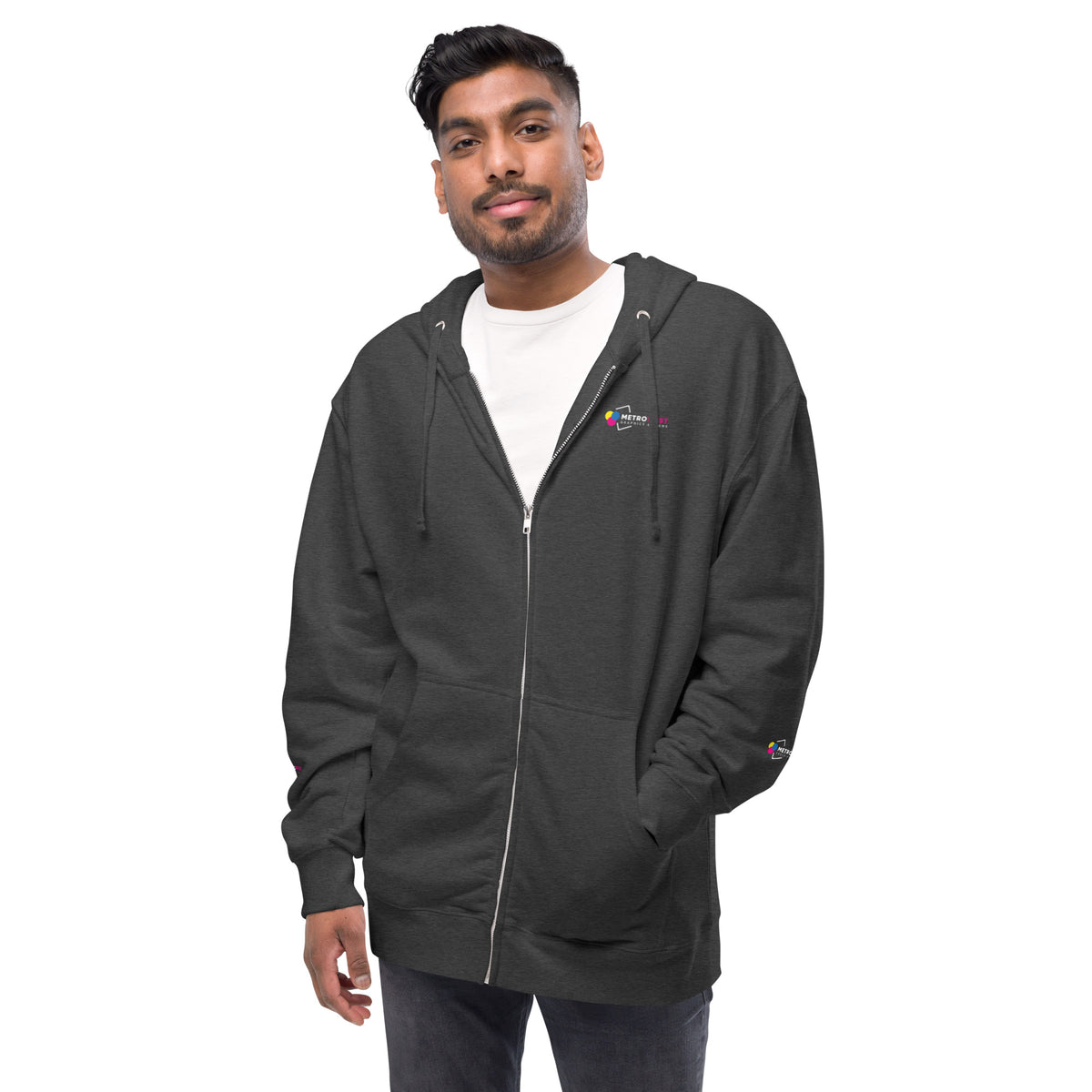 Fleece zip hoodie with full-coverage printing, view 19