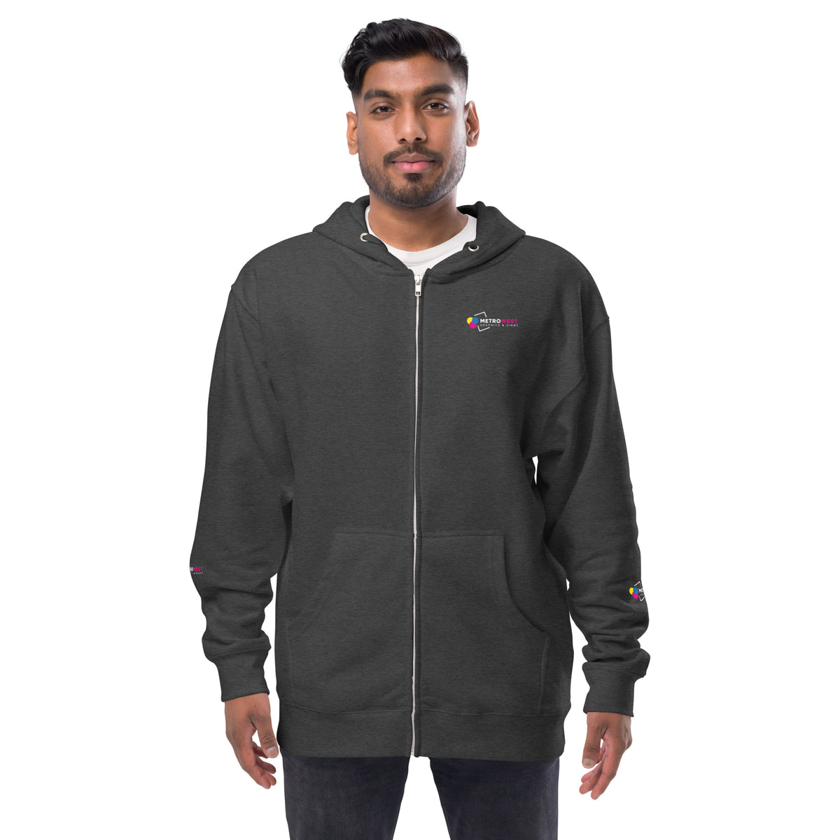 Fleece zip hoodie with full-coverage printing, view 3