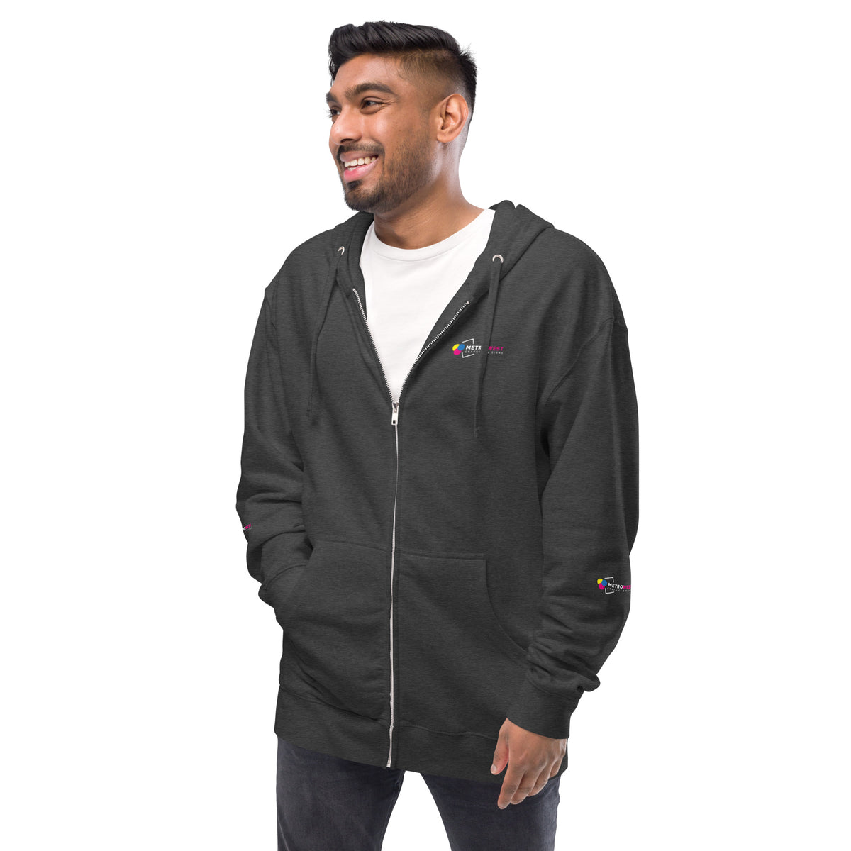 Fleece zip hoodie with full-coverage printing, view 23