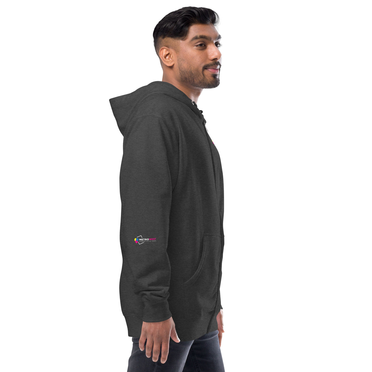 Fleece zip hoodie with full-coverage printing, view 15