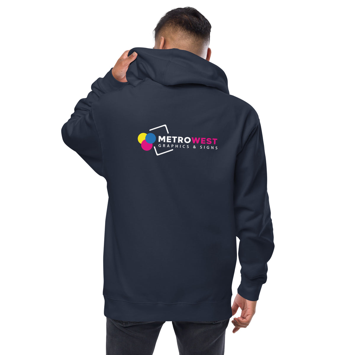 Fleece zip hoodie printed front and back, view 6