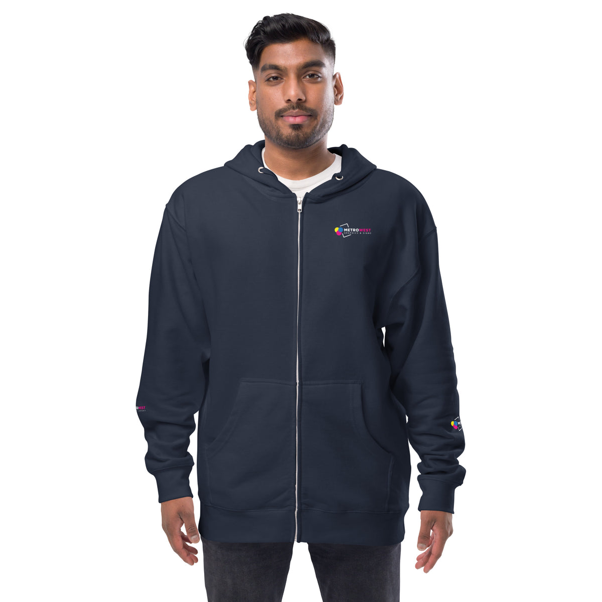 Fleece zip hoodie with full-coverage printing, view 2