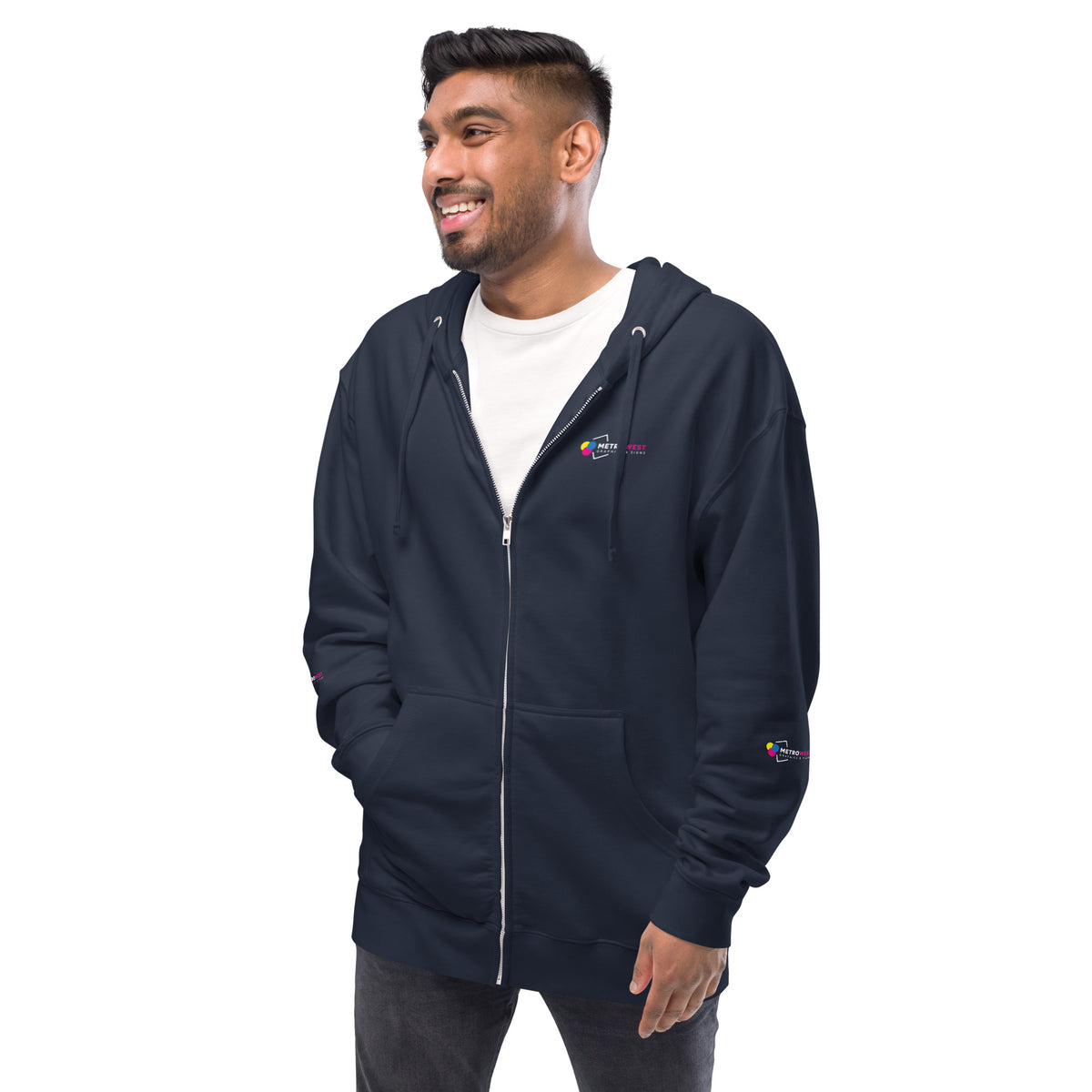 Fleece zip hoodie with full-coverage printing, view 22