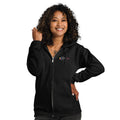 Unisex heavy blend zip hoodie with embroidered logo on the chest