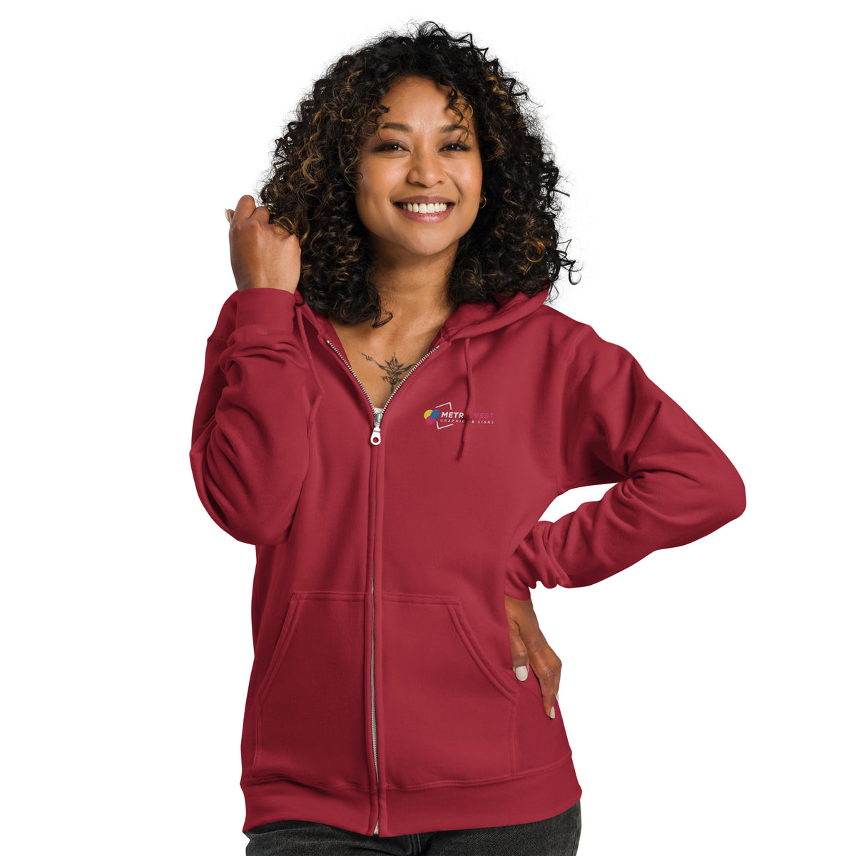 Embroidered heavy blend zip hoodie for work uniforms, view 6