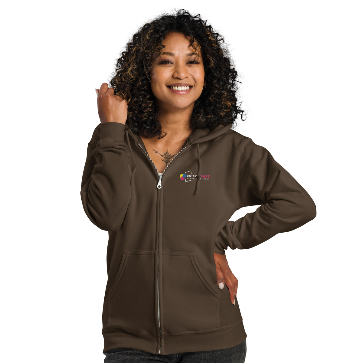 Embroidered heavy blend zip hoodie for work uniforms, view 3