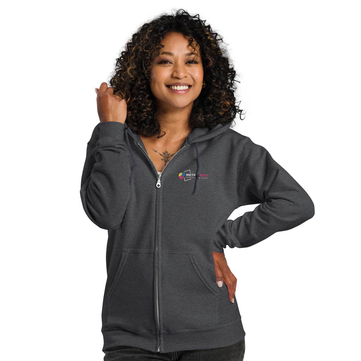 Embroidered heavy blend zip hoodie for work uniforms, view 5
