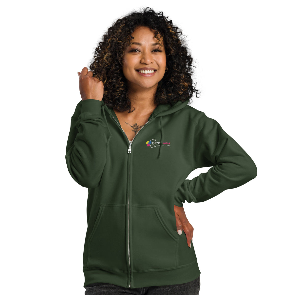 Embroidered heavy blend zip hoodie for work uniforms, view 4