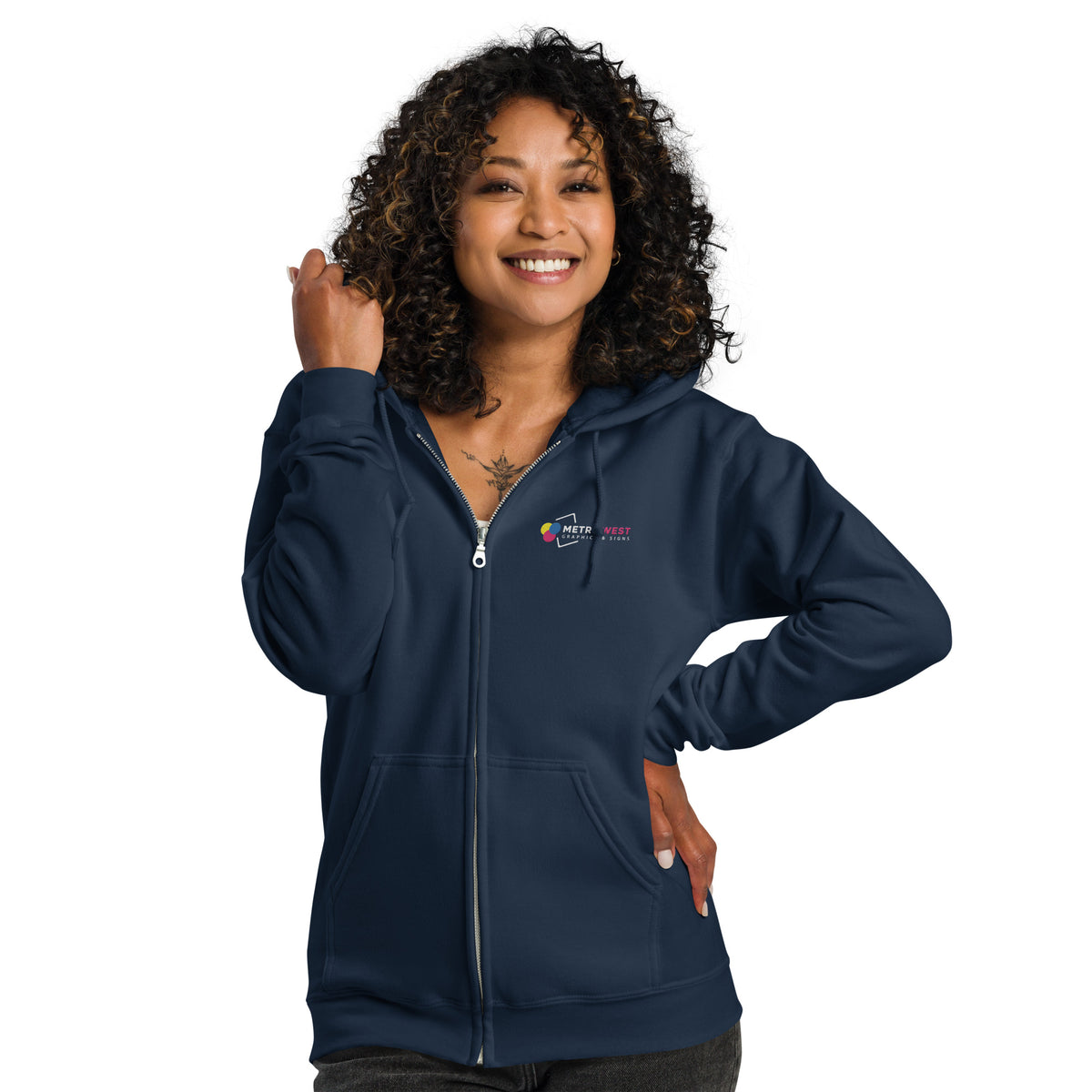 Embroidered heavy blend zip hoodie for work uniforms, view 2