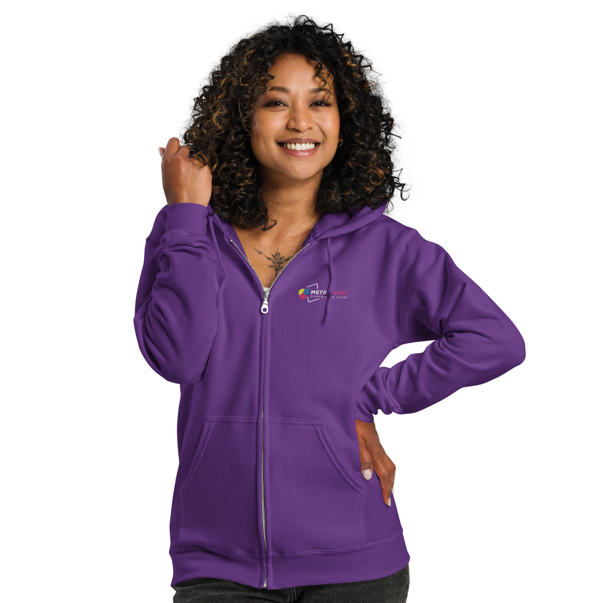 Embroidered heavy blend zip hoodie for work uniforms, view 8