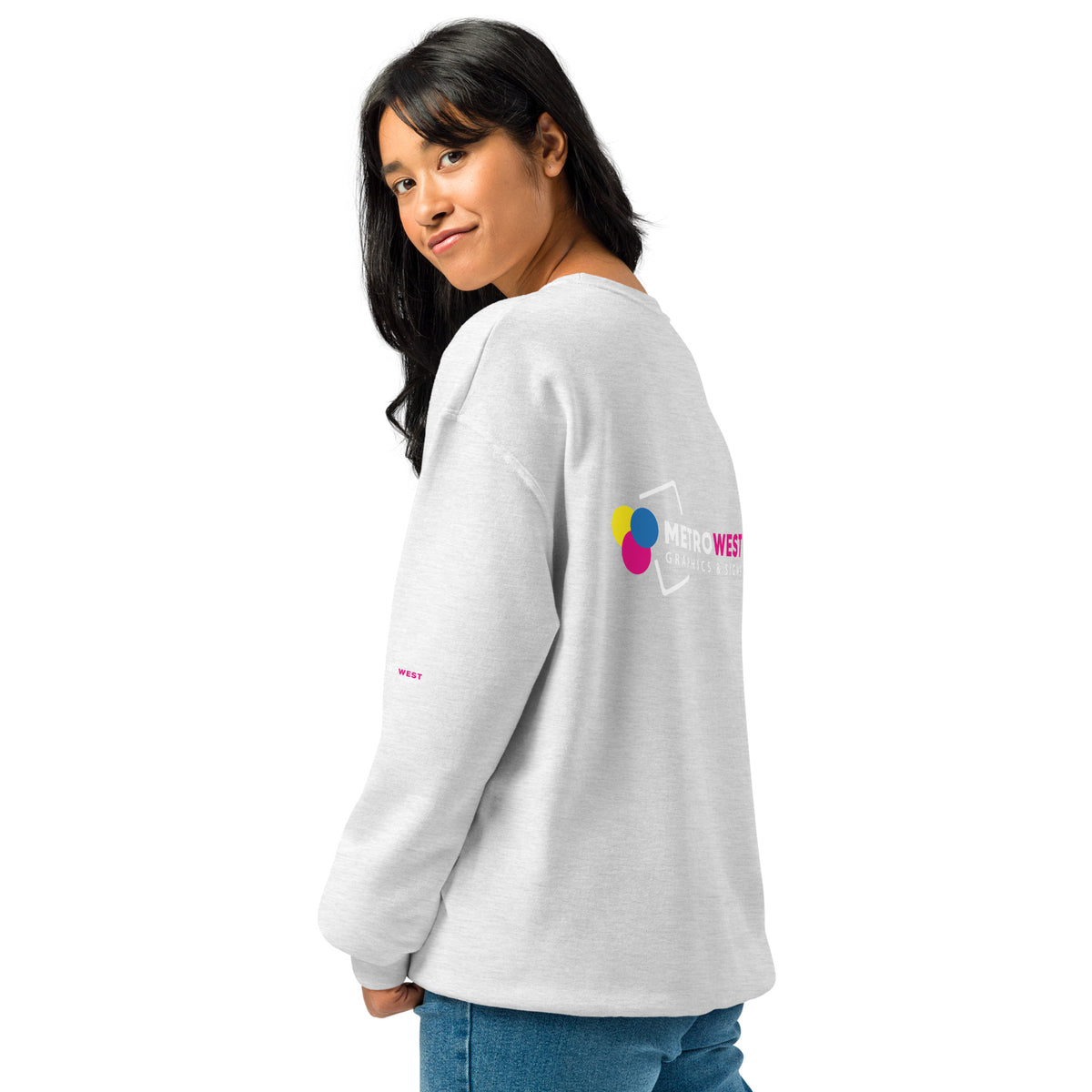 Unisex crewneck sweatshirt printed on front, back and sleeves