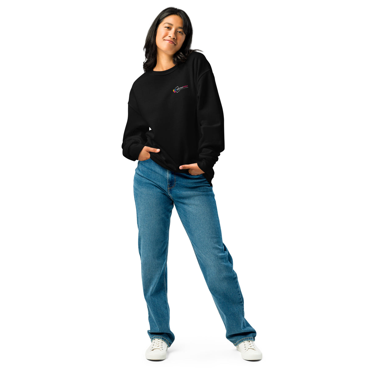 Sweatshirt with embroidered front and printed back, view 2