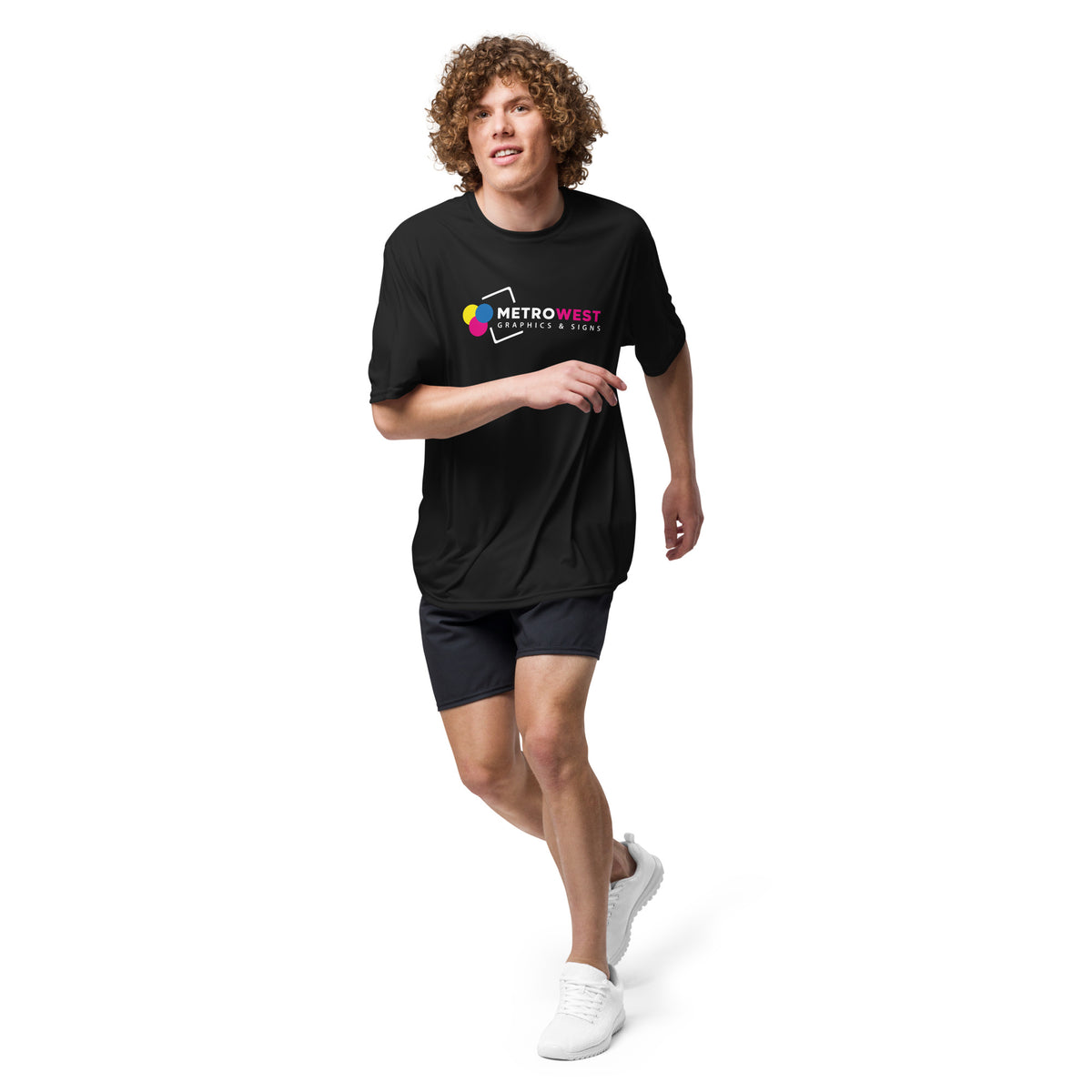 Performance crew neck t-shirt with printed logo on the front