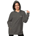 Pigment-dyed hoodie with embroidered company logo on the chest