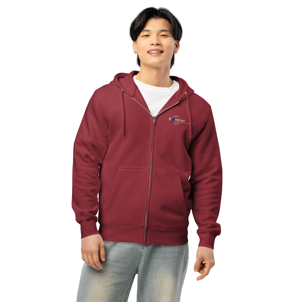 Embroidered premium full-zip hoodie for staff uniforms, view 3