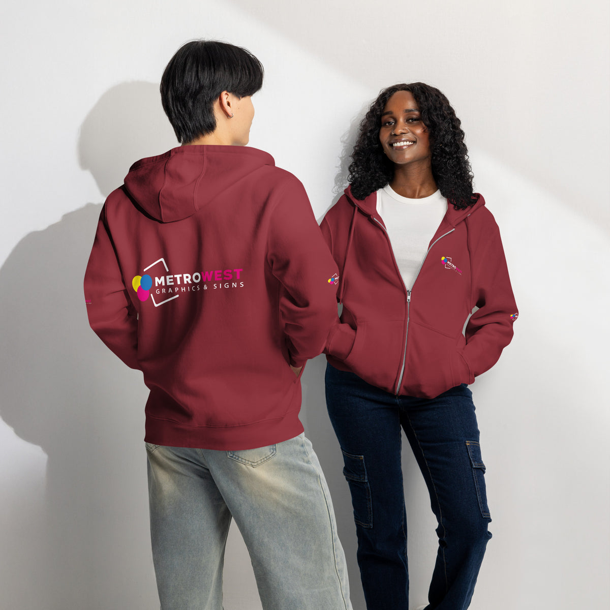 Premium full-zip hoodie printed on front, back and sleeves