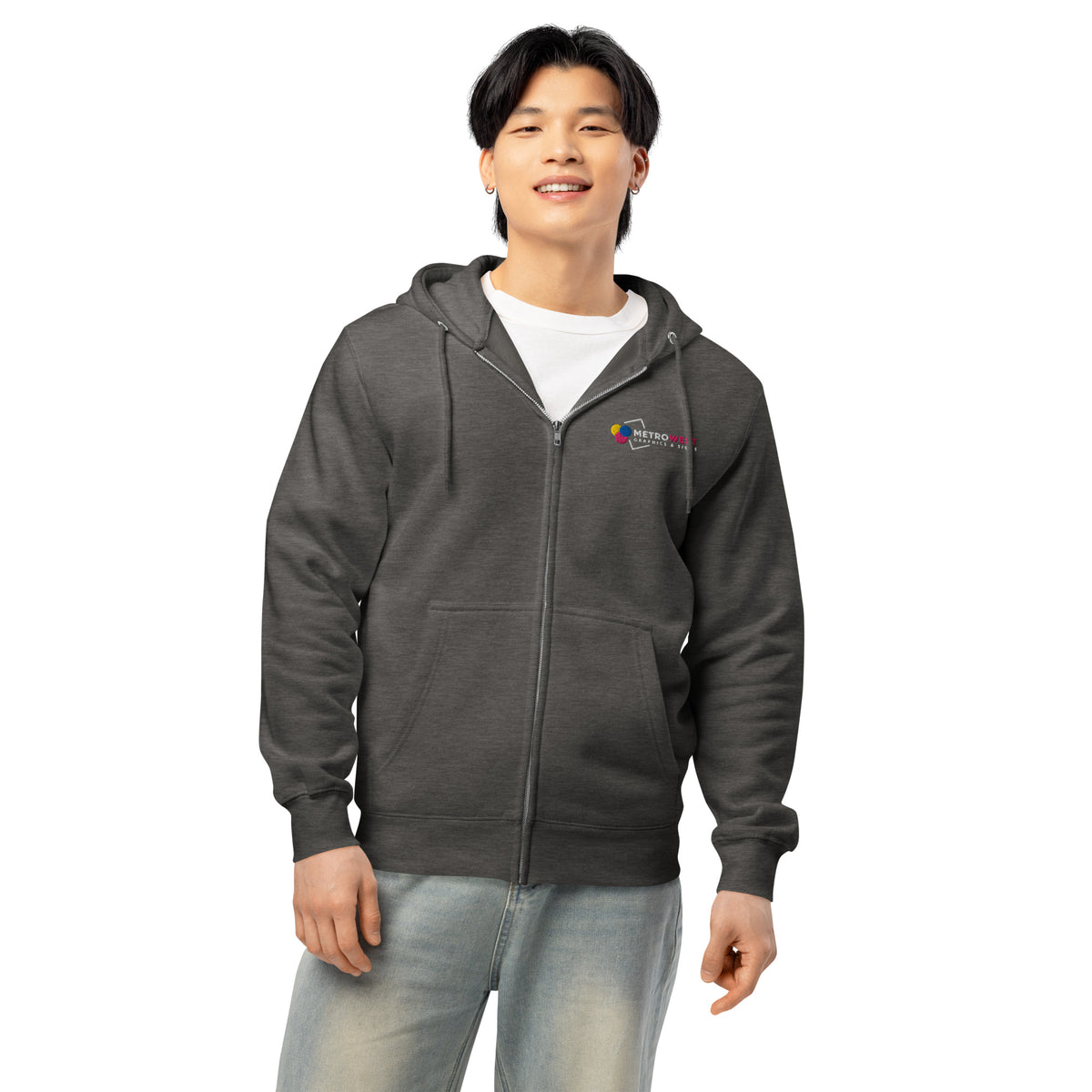 Embroidered premium full-zip hoodie for staff uniforms, view 4