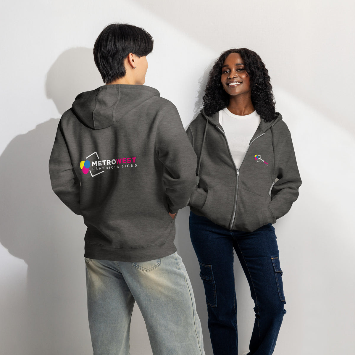 Premium full-zip hoodie printed front and back, view 3