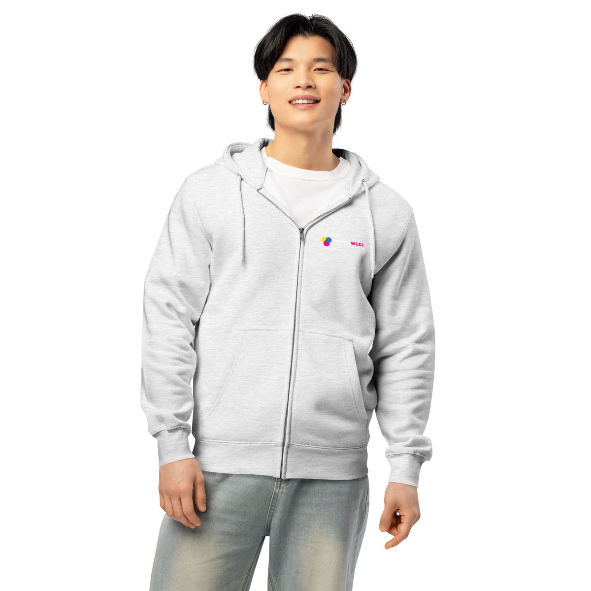 Printed premium full-zip hoodie for company apparel, view 7