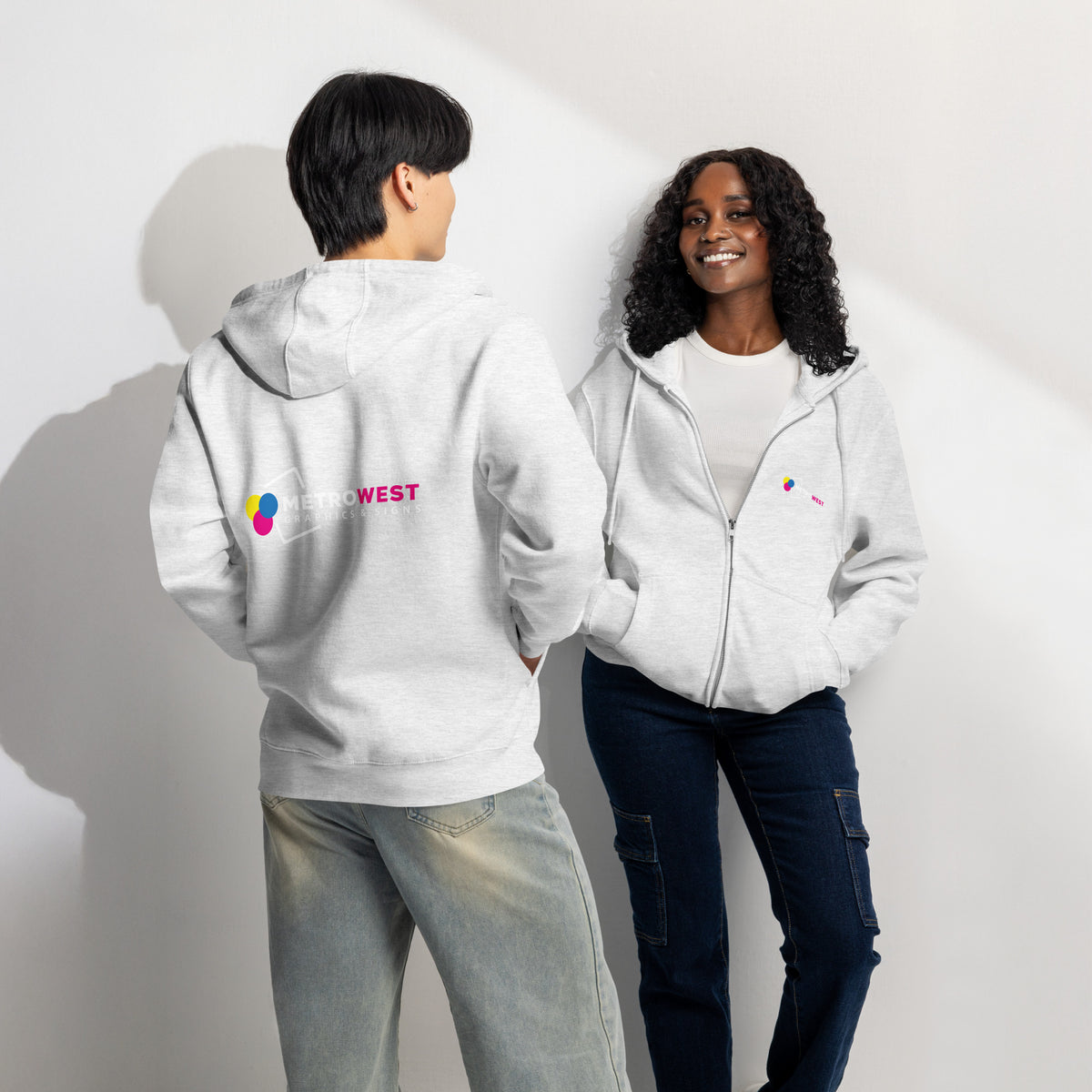 Premium full-zip hoodie printed front and back, view 4