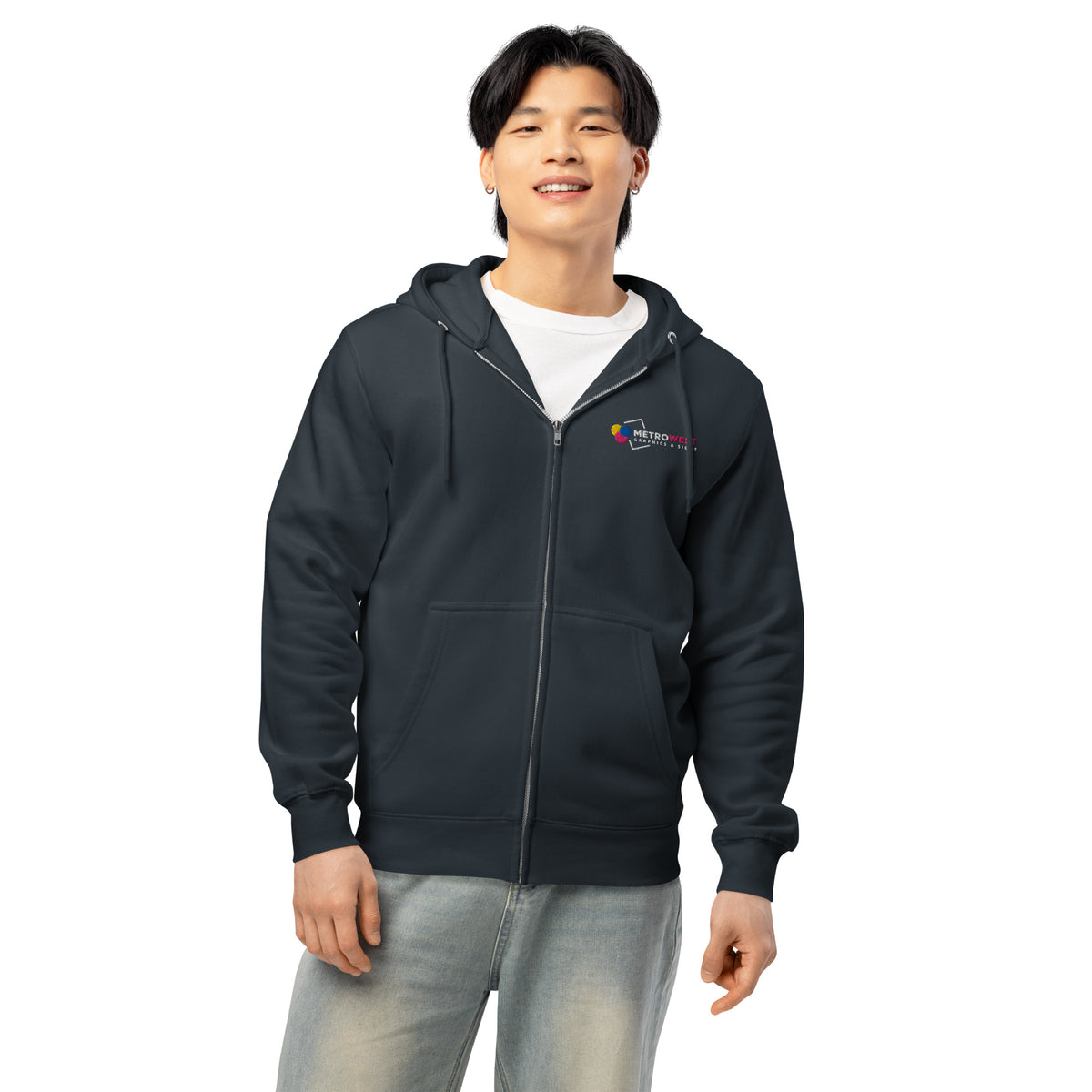 Embroidered premium full-zip hoodie for staff uniforms, view 2
