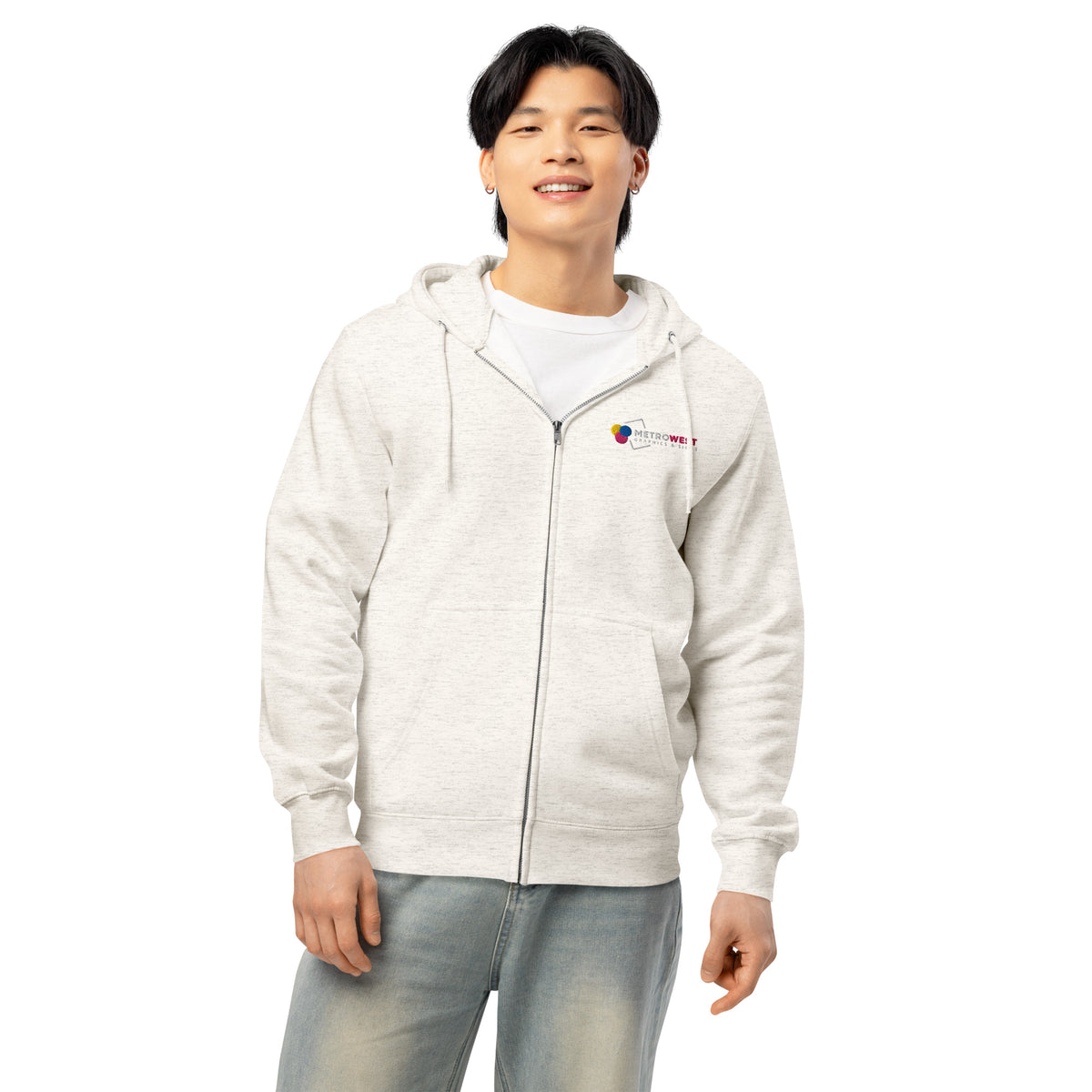 Embroidered premium full-zip hoodie for staff uniforms, view 8