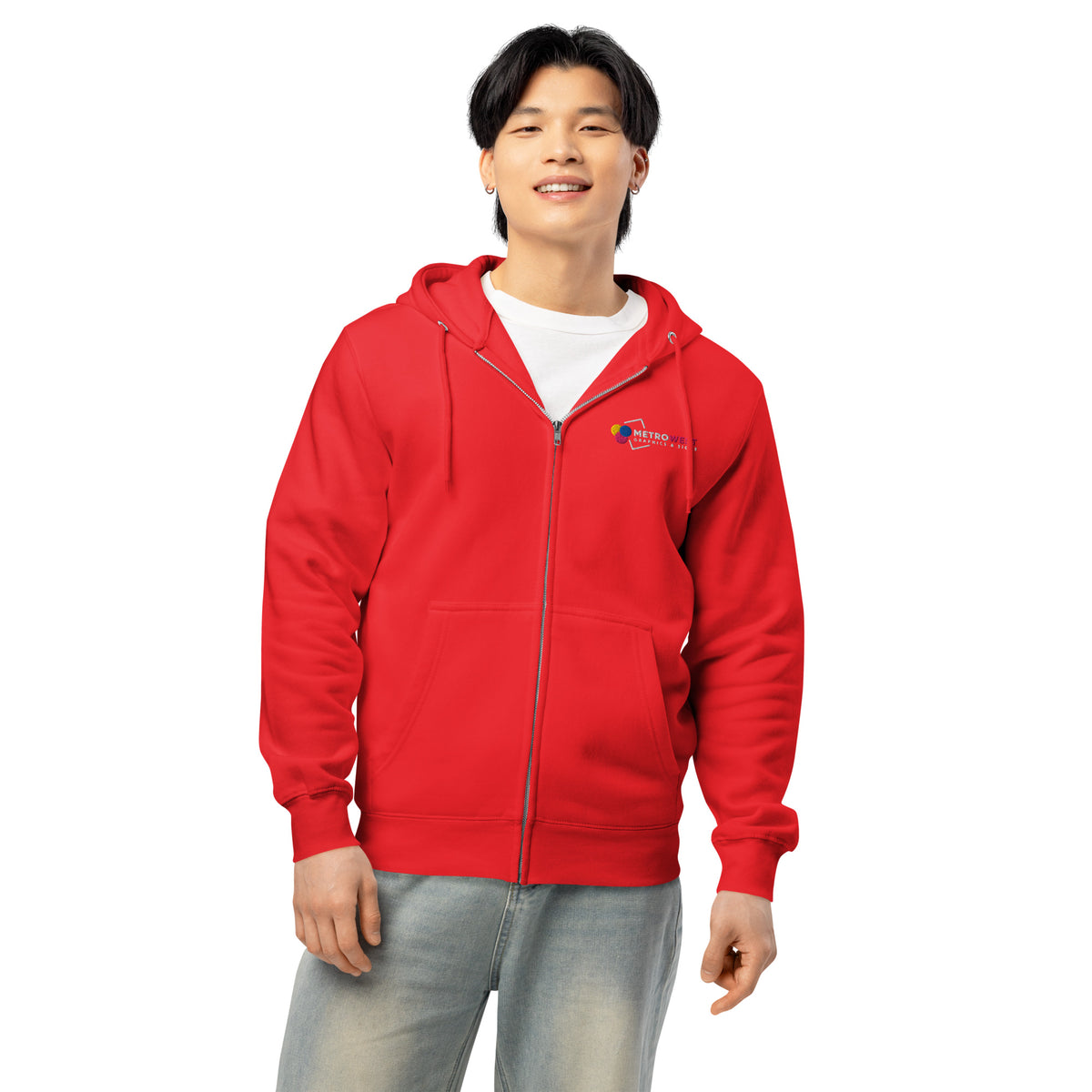 Embroidered premium full-zip hoodie for staff uniforms, view 5