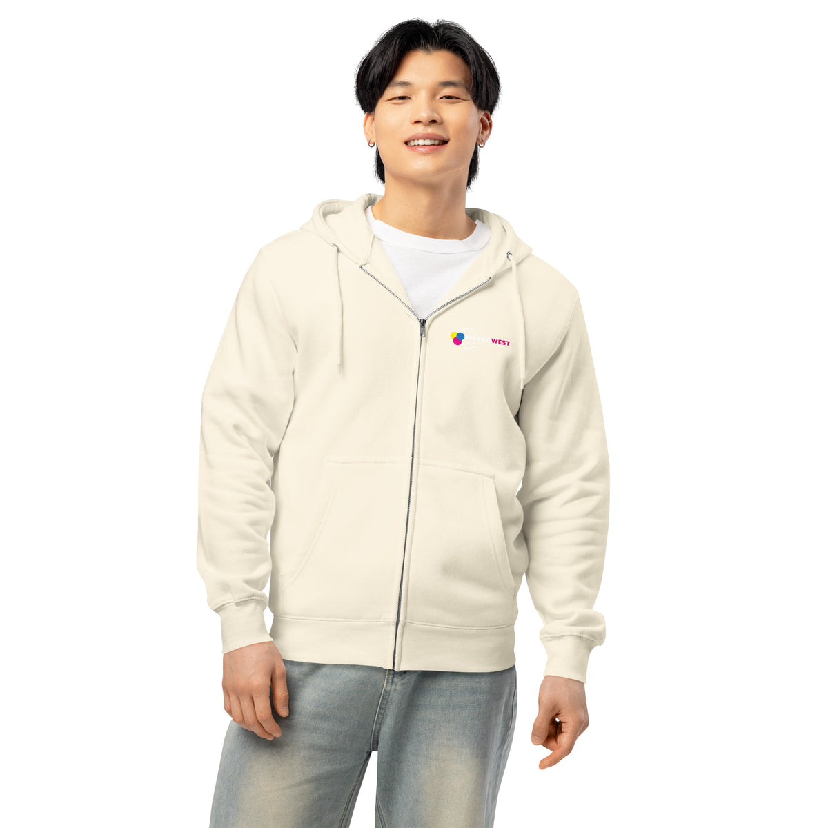 Printed premium full-zip hoodie for company apparel, view 19