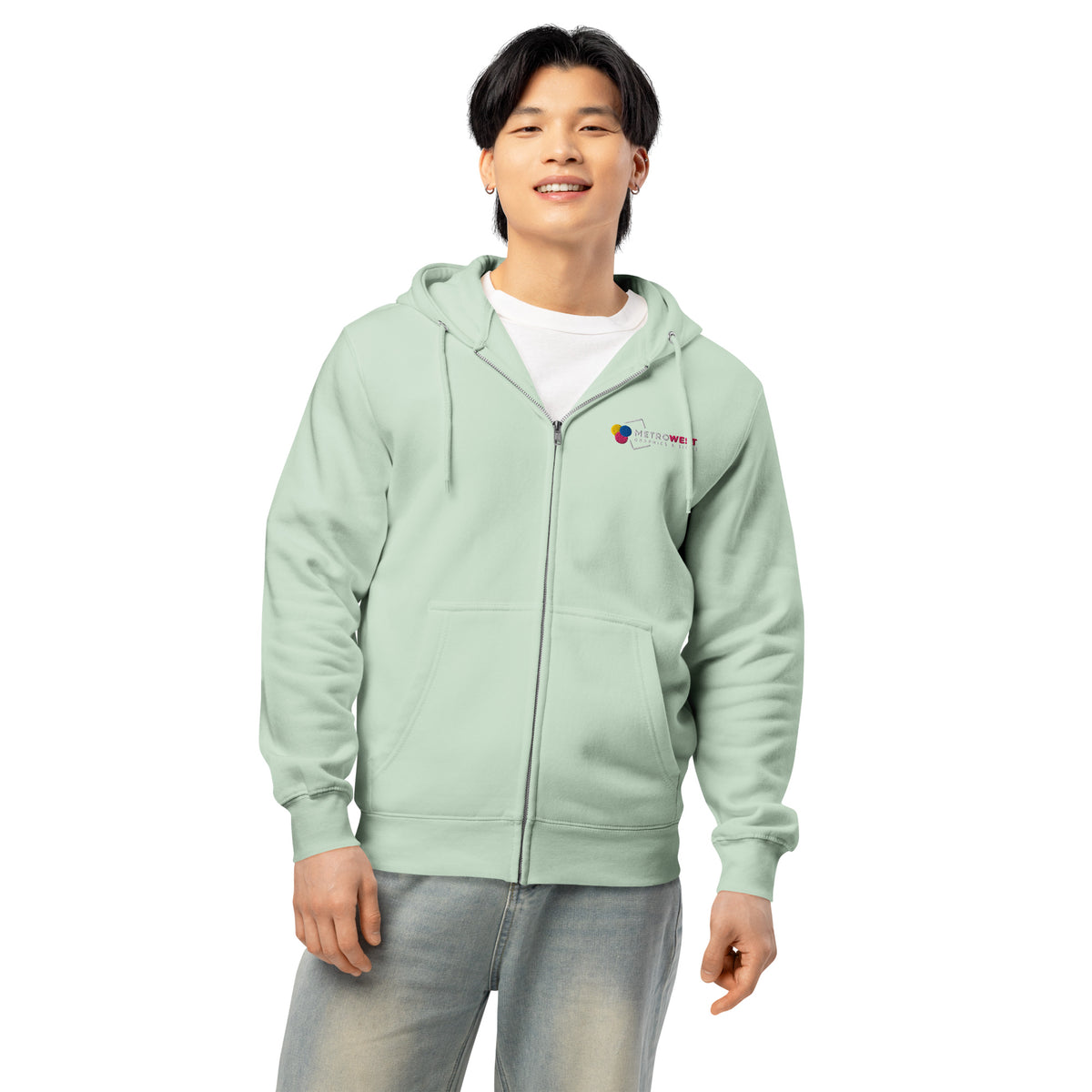 Embroidered premium full-zip hoodie for staff uniforms, view 7
