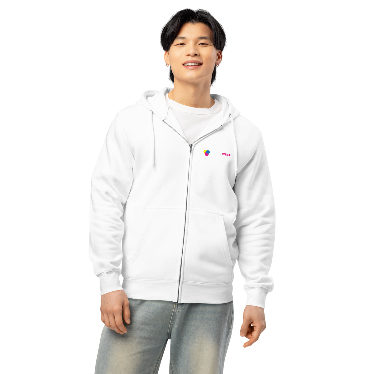 Printed premium full-zip hoodie for company apparel, view 11