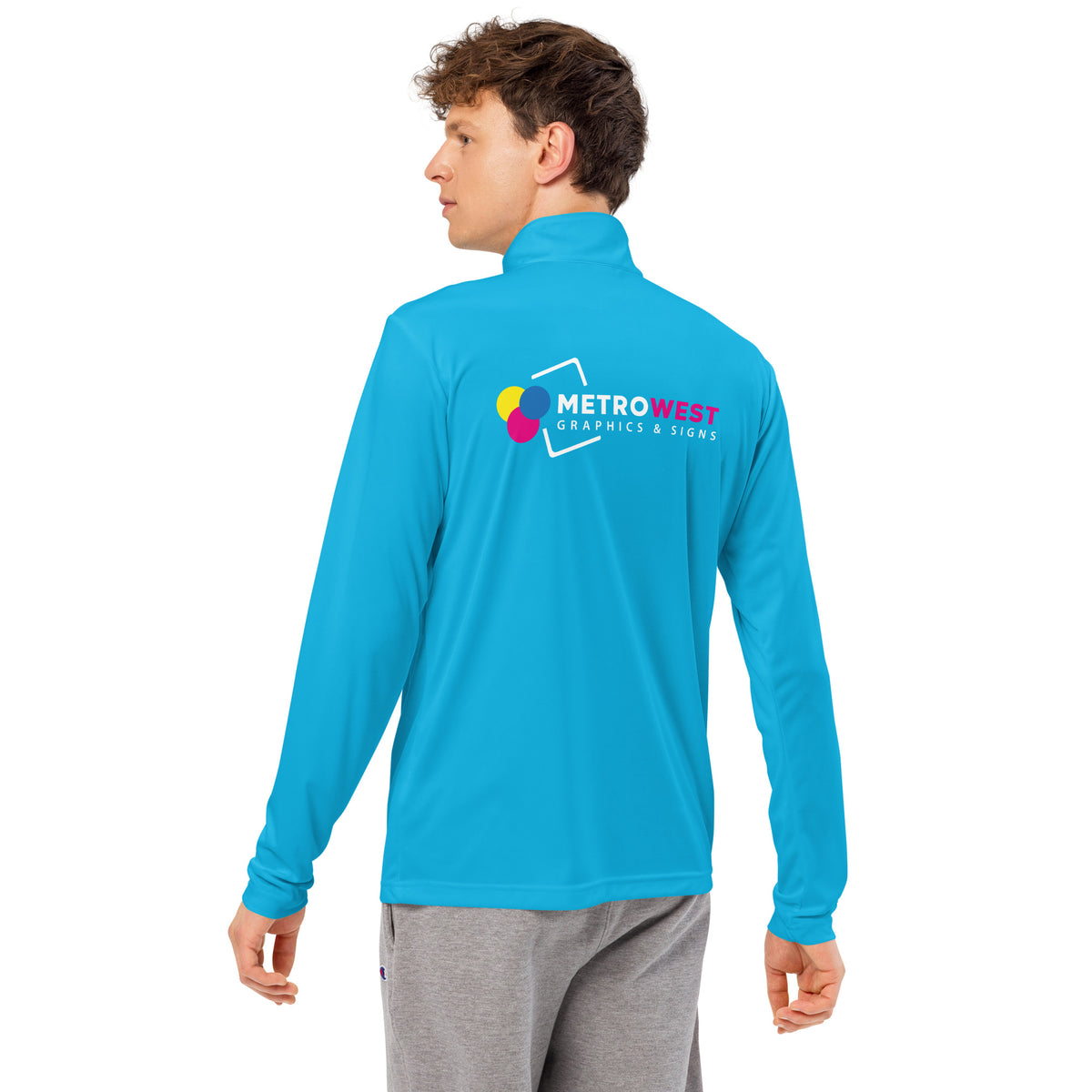 Quarter-zip pullover printed front and back, view 4