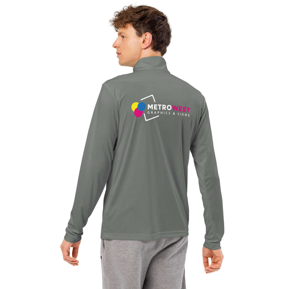 Quarter-zip pullover printed front and back, view 8
