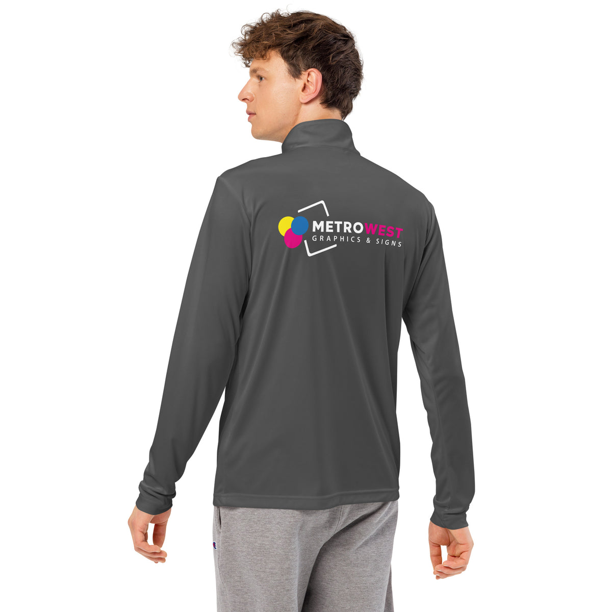 Quarter-zip pullover printed front and back, view 10