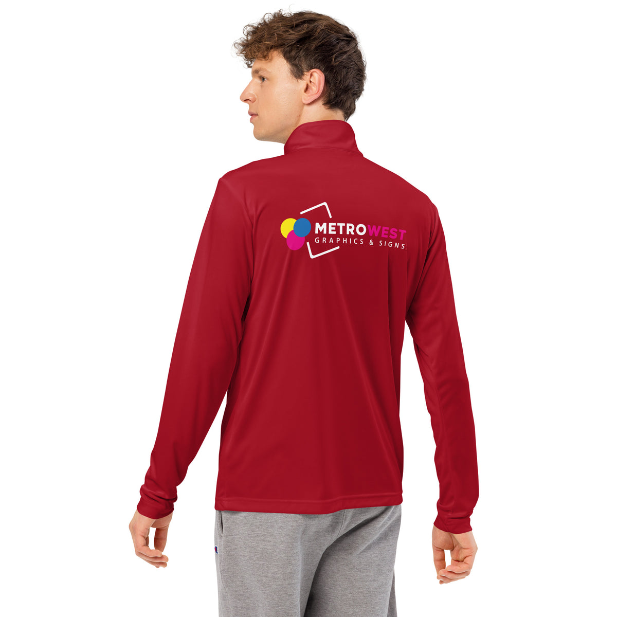 Quarter-zip pullover printed front and back, view 12