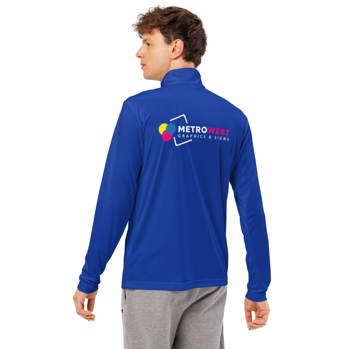 Quarter-zip pullover printed front and back, view 14