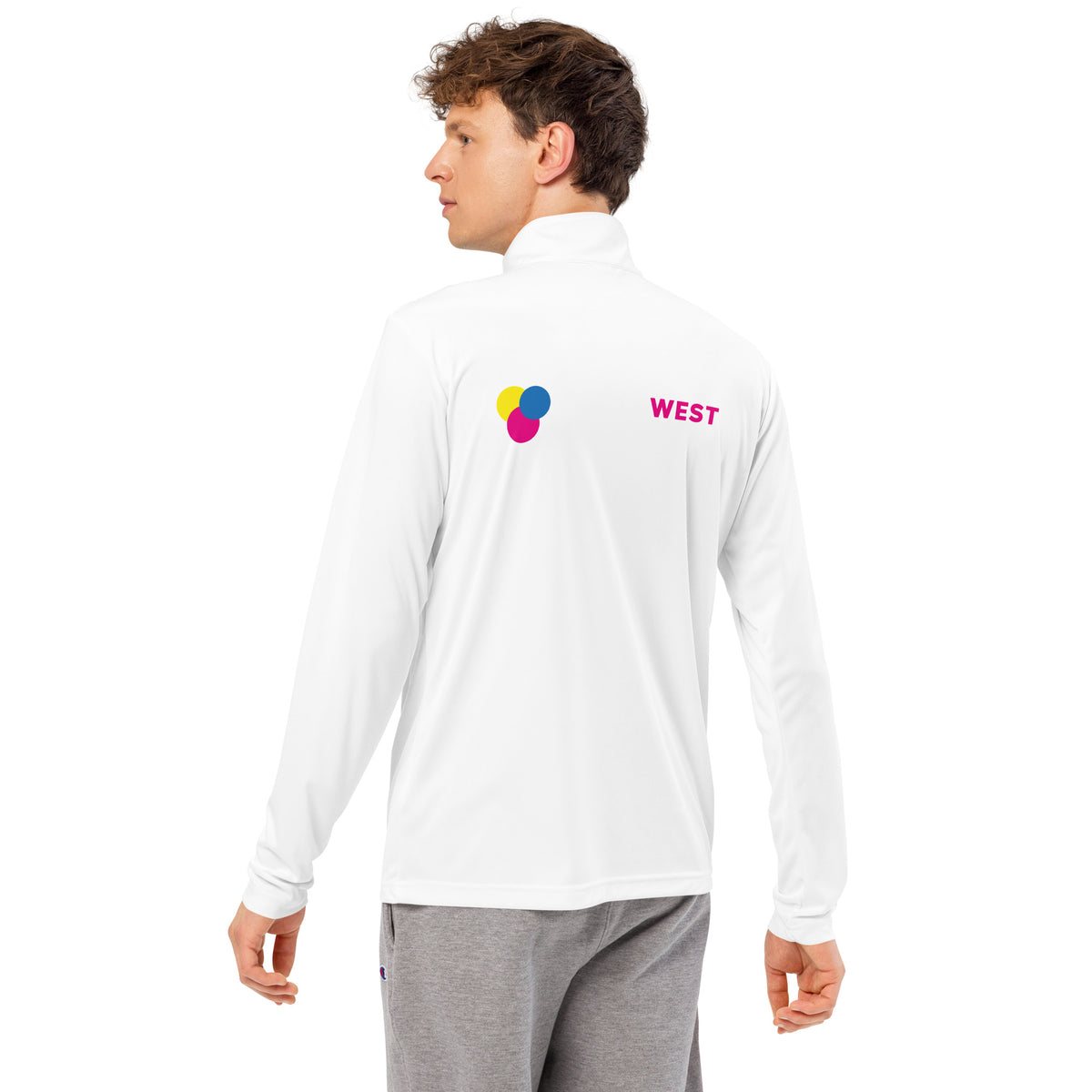 Quarter-zip pullover printed front and back, view 16