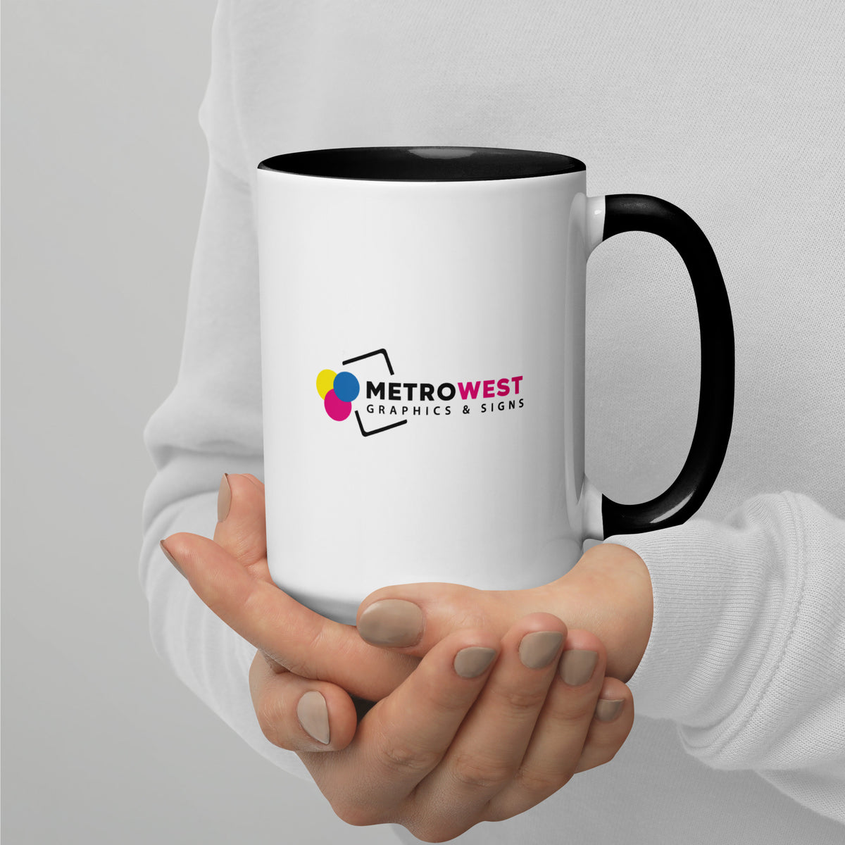 Custom printed mug with color inside, view 2