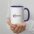 Ceramic mug with colored interior and custom printed logo