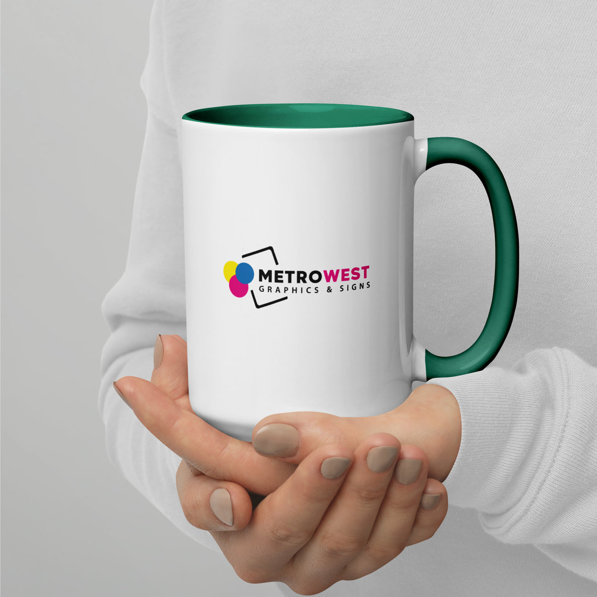Custom printed mug with color inside, view 4
