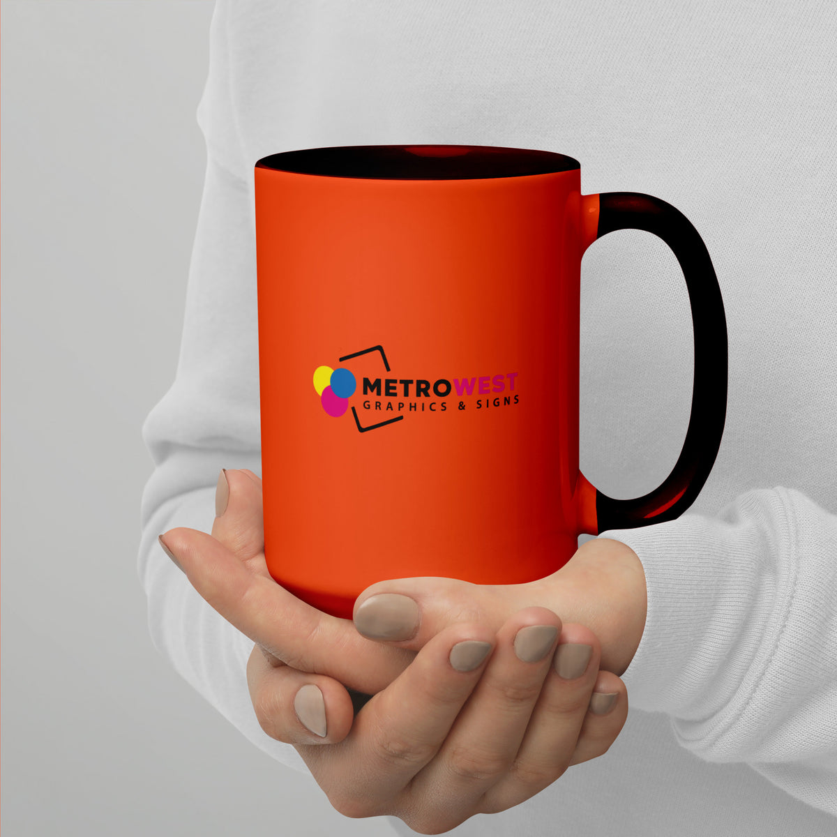 Custom printed mug with color inside, view 5