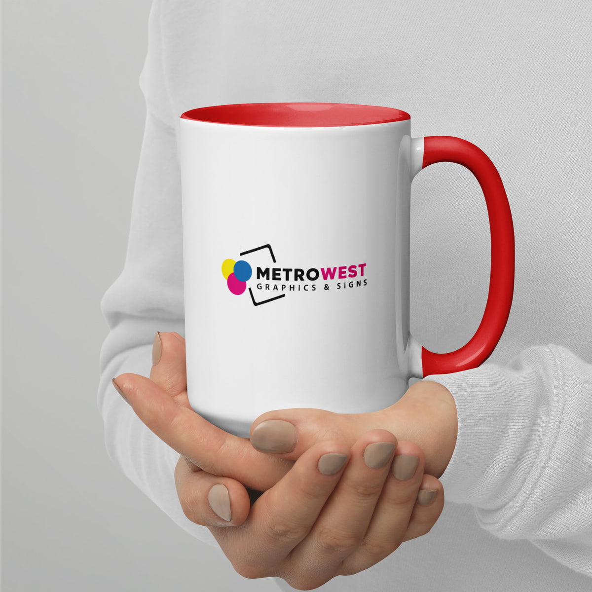 Custom printed mug with color inside, view 3