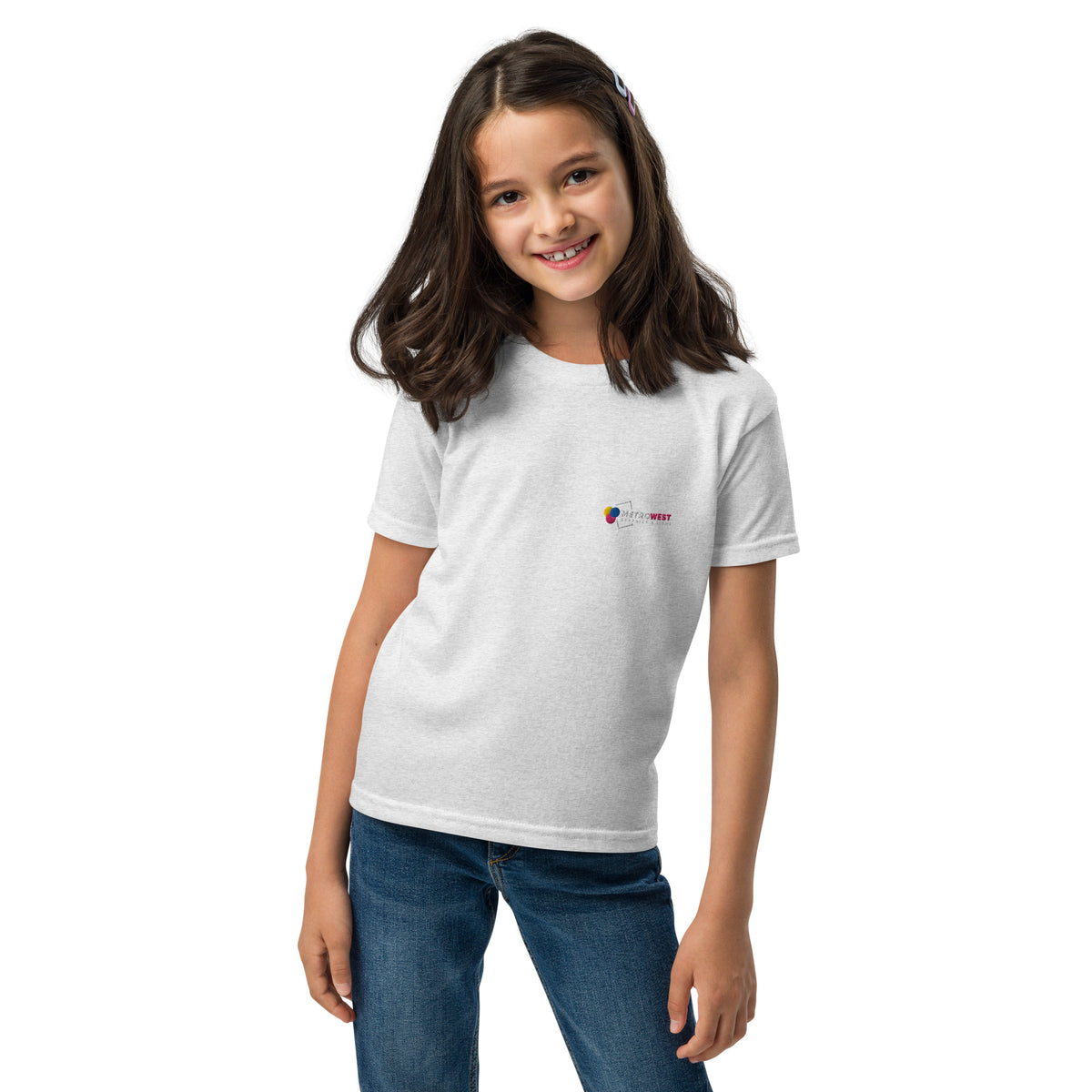 Youth sports t-shirt with embroidered logo on the chest