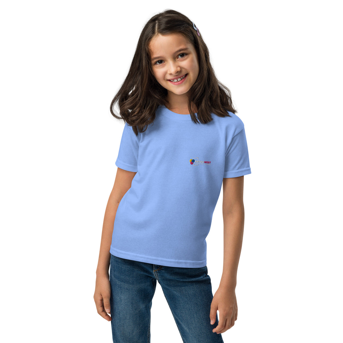 Embroidered youth sports tee for teams, view 3