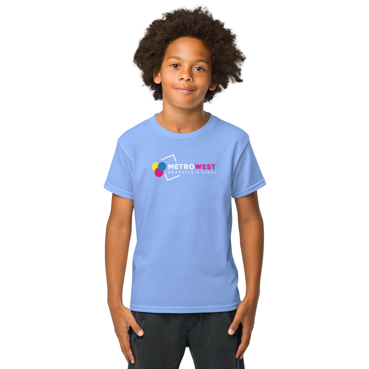 Youth sports t-shirt with printed logo on the front