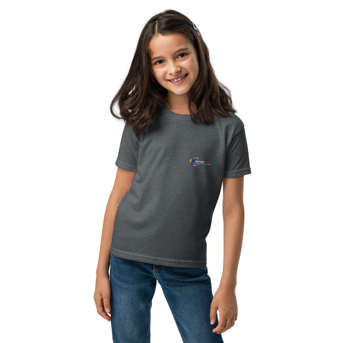 Embroidered youth sports tee for teams, view 4
